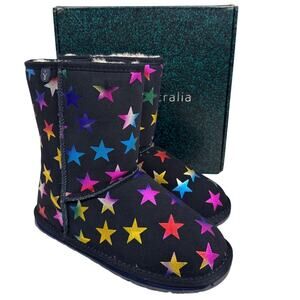 EMU Australia Shearling Boots Big Kids 4 Waterproof Suede Merino Wool Lined